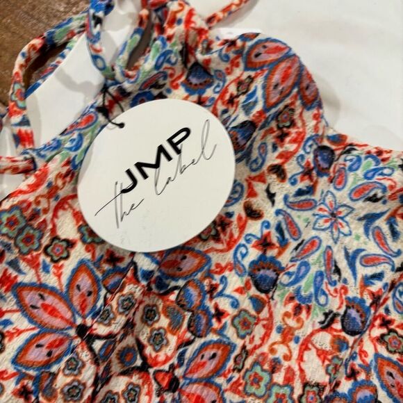 JMP the Label Negril Swimsuit Paisley Crinkle Side Ties Blue Orange 3XL NWT - Picture 7 of 9